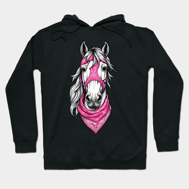 horse with pink bandana Hoodie by CreativeShirt